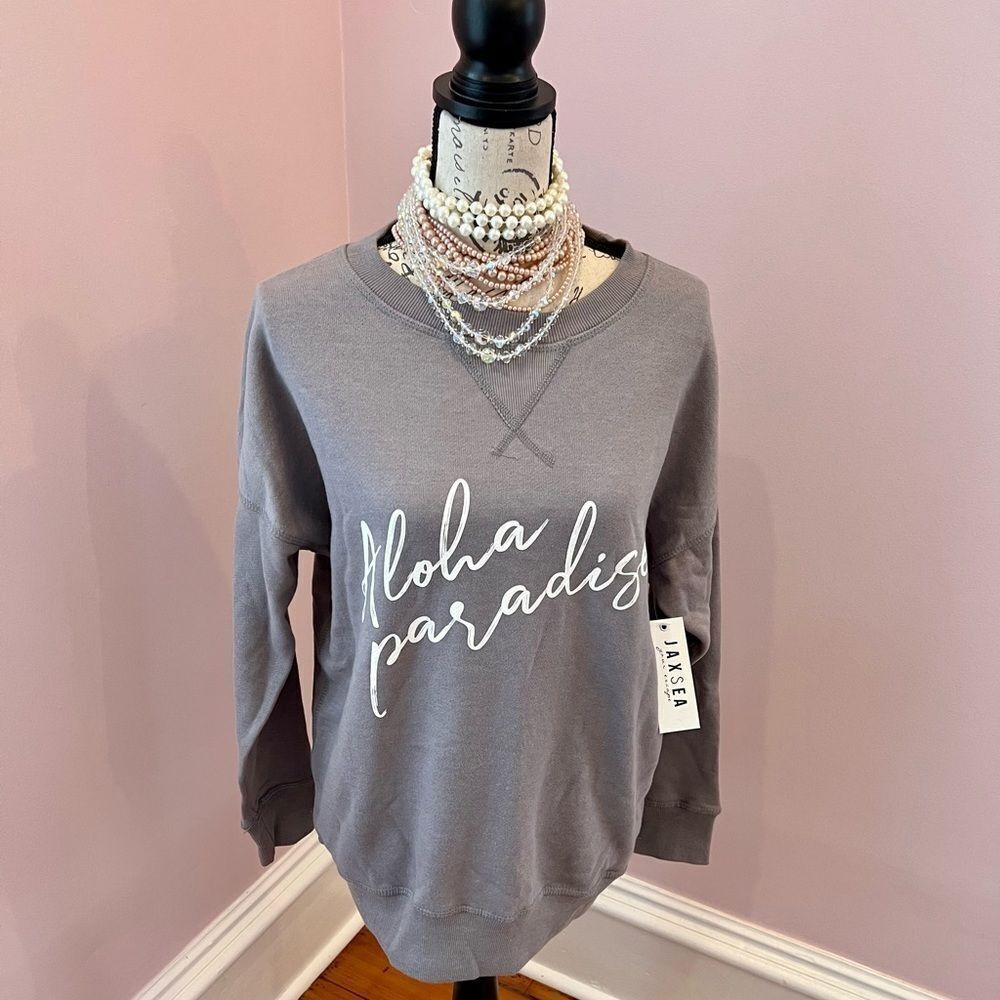 NWT Aloha Paradise Sz M Grey Sweatshirt